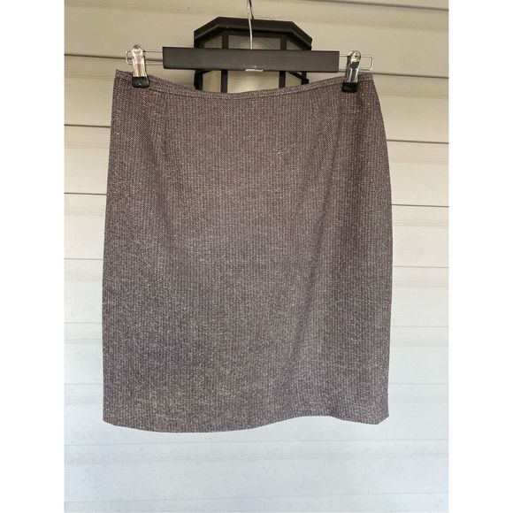 Lafayette 148 New York Virgin Wool Blend Gray Tweed Pencil Skirt, Size 8 - Picture 2 of 7
